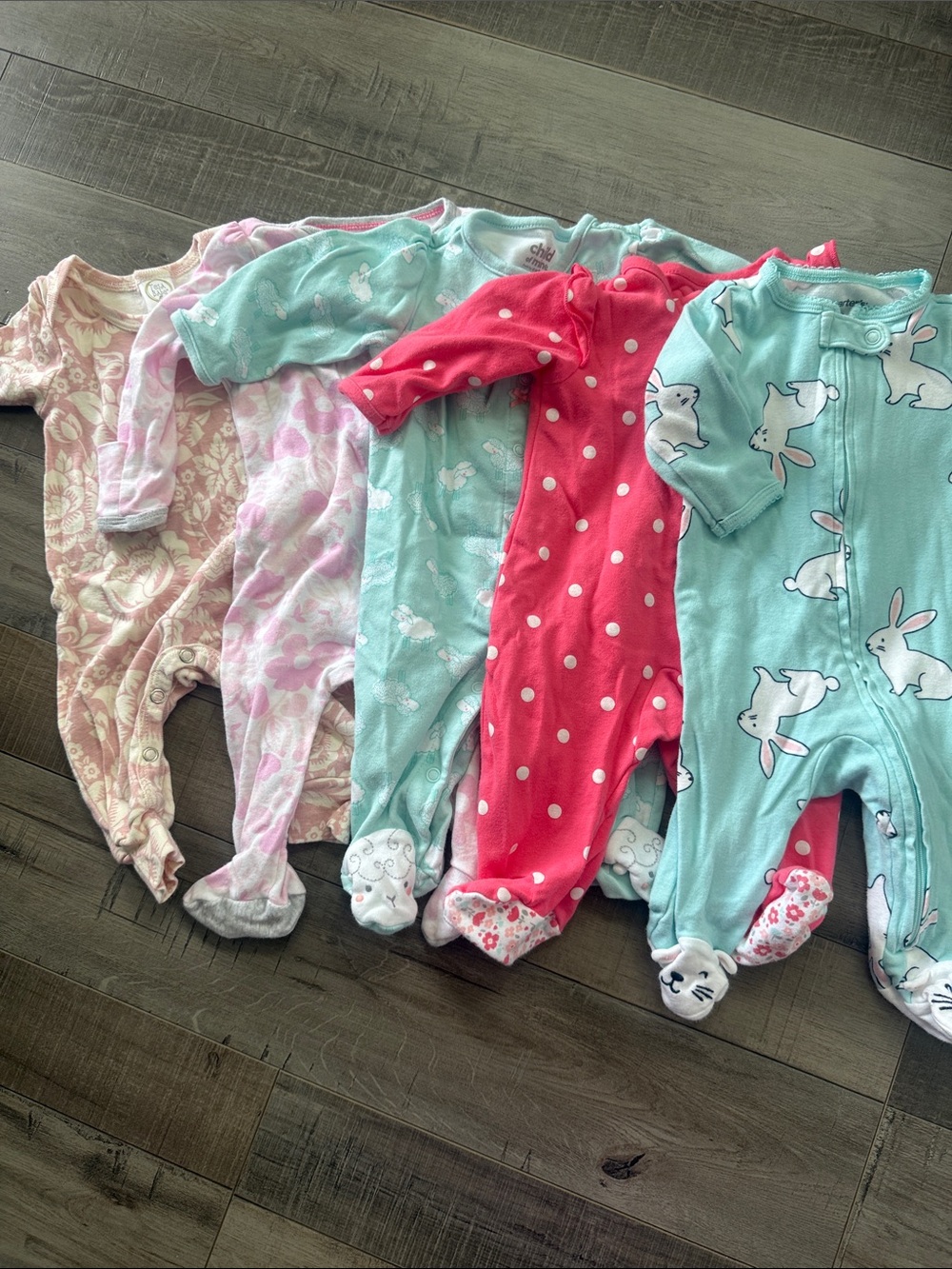 Carter's Baby Footed One-Pieces - Pink, Coral, Aqua